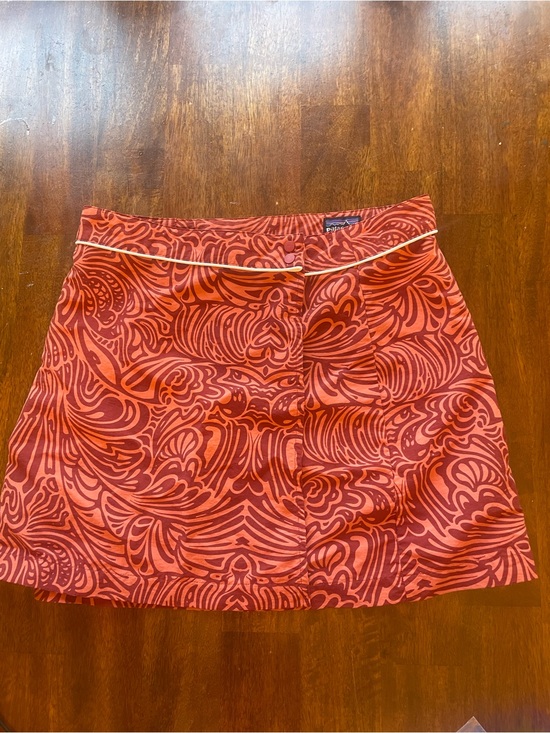 Patagonia Dresses & Skirts - Patagonia Button Out Boardie Skirt Size 8 Rust Print Snap Nylon Beach Vintage